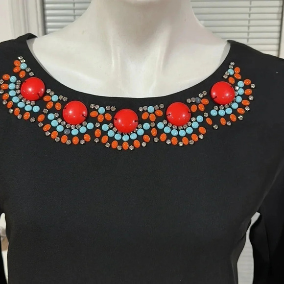 Cynthia Steffe Black dress with beaded neckline and split sleeves - Picture 3 of 10